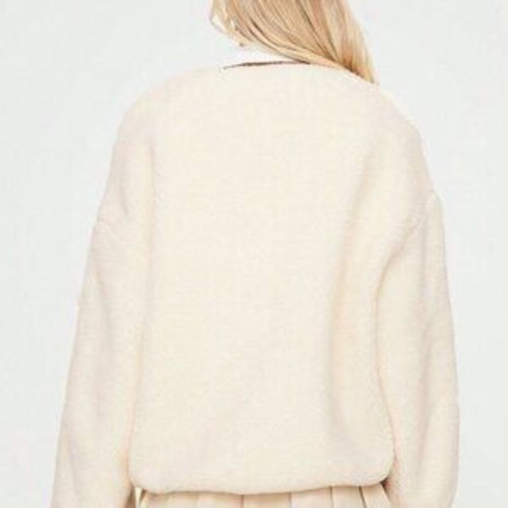 Apricot Casual Women's Elegant Round Neck Long Sleeve Short Jacket - Picture 3 of 5